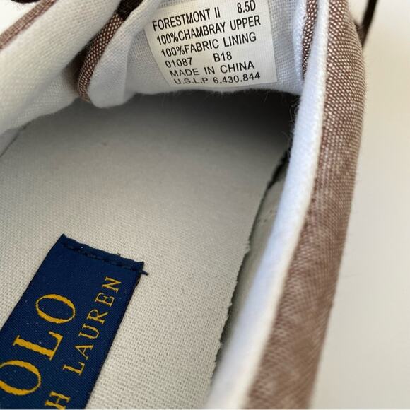 Polo Ralph Lauren Forestmont II Brown Chambray NWOB Mens sneakers size 8.5 - Picture 10 of 10